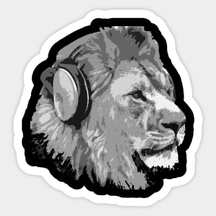 Lion Wearing Headphones Sticker